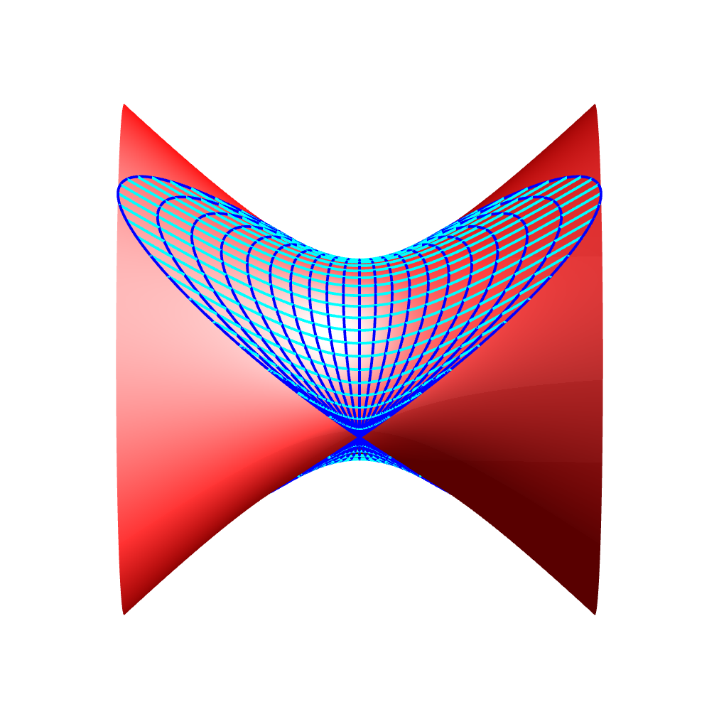 Geodesics on hyperboloid in flat spacetime